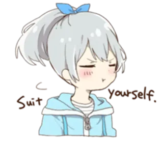 😑 Suit yourself Anime, Mädchen, Süß, Schmollen, Graue Haare telegram sticker