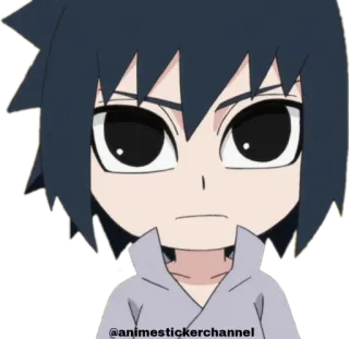 🤨 Sasuke Naruto @animestickerchannel anime, cartoon, sticker, Sasuke Uchiha, Naruto, chibi telegram sticker