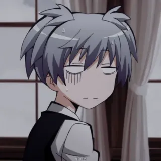 😒 Nagisa Shiota Assassination Classroom anime, cartoon, Nagisa Shiota, Assassination Classroom, character, tired, school telegram sticker