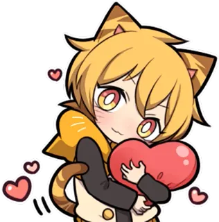 💛 애니메이션, 고양이, 카와이, 사랑, 하트, 귀여운, 만화 telegram sticker