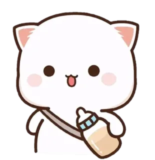 ✨ mèo, dễ thương, em bé, sữa, bình sữa, kawaii, động vật telegram sticker