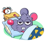 ⏰ muis, slapen, wekker, kaas, cartoon, moe, bed telegram sticker