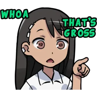 😐 Nagatoro Don't Toy with Me, Miss Nagatoro WHOA THAT'S GROSS Аниме, Нагаторо, Отвратительно, Реакция, Указывает, Раздражён, Школьница telegram sticker