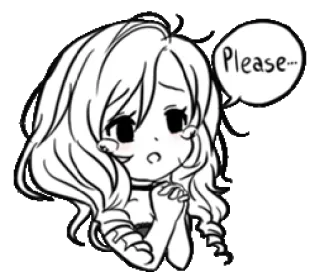🙏 Please... Anime, Chibi, Carino, Richiesta, Supplicante, Ragazza whatsapp sticker