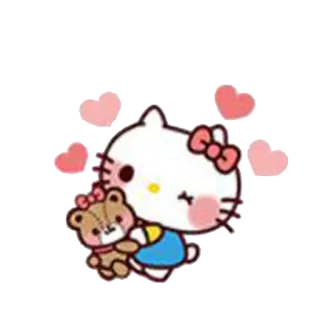 💕 Hello Kitty Hello Kitty, Sanrio, lindo, dibujos animados, kawaii, oso de peluche, corazones whatsapp sticker