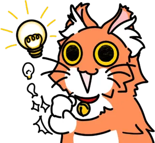 😯 Katze, Glühbirne, Idee, Cartoon, Tier, Aufkleber whatsapp sticker