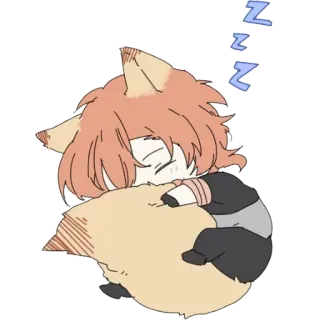 😴 schlafend, fuchs, süß, tier, cartoon telegram sticker