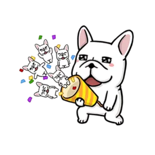 🎉 hond, franse bulldog, schattig, feest, confetti, viering, leuk telegram sticker