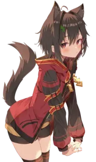 😍 Anime, Fille, Oreilles de chat, Kawaii, Mignon, Dessin animé telegram sticker