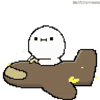 ✈️ Cartoon, Vliegtuig, Schattig, Sticker, Pixelart, Vliegen telegram sticker