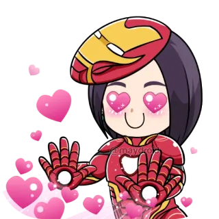 😍 Iron Man, Marvel, Superhero, Sticker, Cartoon, Love, Heart telegram sticker