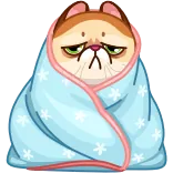 😢 gatto, carino, coperta, assonnato, animale, cartone animato telegram sticker