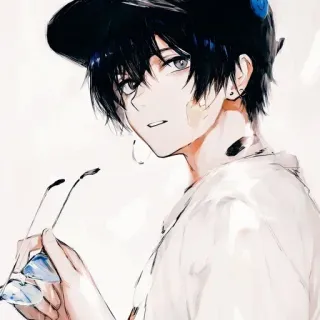 😒 anime, manga, boy, character, sunglasses, cap telegram sticker