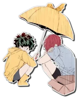 🤗 アニメ, 雨, 傘, 友情, 漫画, キャラクター telegram sticker