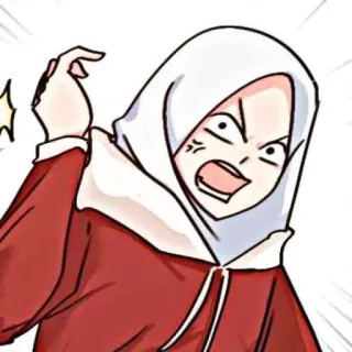 🌂 화난, 여자, 히잡, 무슬림, 만화, 표정, 좌절 whatsapp sticker