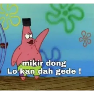 😈 Patrick Star SpongeBob SquarePants mikir dong
Lo kan dah gede ! спанч боб, патрик стар, думать, большой, мультфильм, анимация, смешной, мем telegram sticker