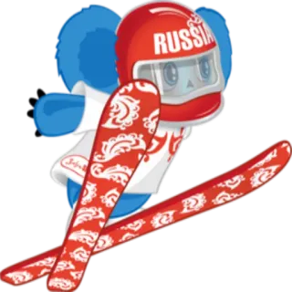 🎿 RUSSIA Sochi, Olimpíadas, urso, Rússia, esqui, mascote telegram sticker