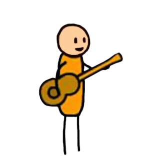 🎸 cartoon, stick figure, guitar, music, playing, musician telegram sticker