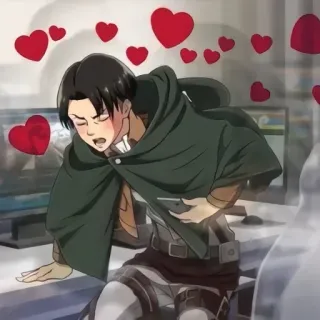 ❤️ Levi Ackerman Attack on Titan 动漫, 爱心, 利威尔, 可爱, 恋爱 telegram sticker