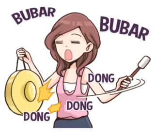 📢 BUBAR DONG Mädchen, Gong, Musik, Cartoon, Schlag telegram sticker