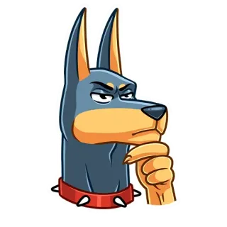 🤔 собака, доберман, думающий, мультфильм, наклейка, животное whatsapp sticker