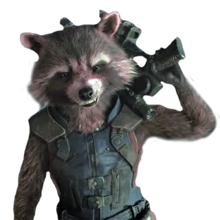 😠 Rocket Raccoon Guardians of the Galaxy mapache, cohete, Guardianes de la Galaxia, Marvel, personaje, pistola, arma whatsapp sticker