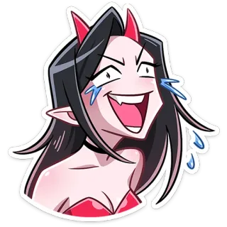 😈 悪魔, 漫画, 悪魔, アニメ, 女性, 面白い, 笑う, 泣く, 邪悪 telegram sticker