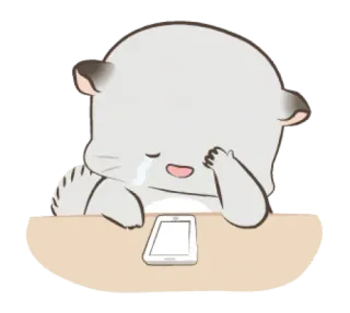 😭 piangere, triste, cartone animato, telefono, animale telegram sticker