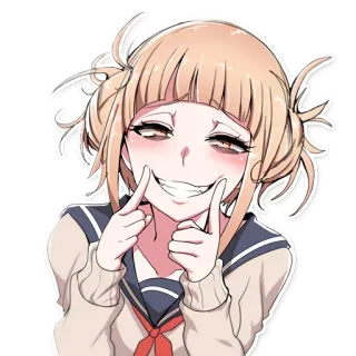 😁 Himiko Toga My Hero Academia 动漫, 卡通, 反派, 校服, 微笑, 角色 telegram sticker