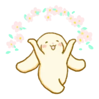 💭 uroczy, szczęśliwy, królik, pastelowy, radosny, kawaii whatsapp sticker