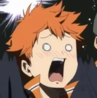 🤡 Hinata Shoyo Haikyuu!! Anime, Chłopak, Pomarańczowe włosy, Zszokowany, Haikyuu, Hinata, Shoyo telegram sticker