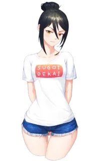 😒 SUGOI DEKAI Anime Mädchen, Sugoi Dekai, Fanart, Cartoonfigur, Frau, Shorts whatsapp sticker
