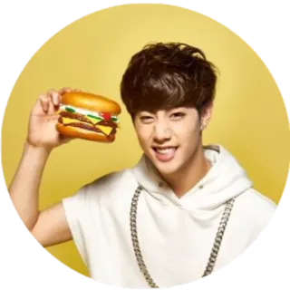 🍔 homem, hambúrguer, comida, sorrindo, retrato telegram sticker