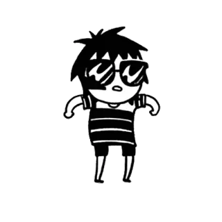 😎 cartoon, character, sunglasses, black and white, simple telegram sticker