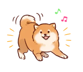 🎵 cane, shiba inu, animale, animale domestico, cartone animato, felice whatsapp sticker
