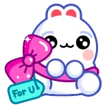🎁 For U! regalo, coniglio, carino, kawaii, fiocco telegram sticker