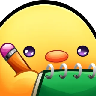 🐤 lindo, amarillo, lápiz, bloc de notas, escritura, dibujo, kawaii, dibujos animados whatsapp sticker