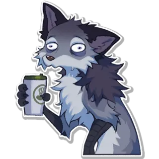 😵‍💫 สุนัขจิ้งจอก, สัตว์, กาแฟ, การ์ตูน, หมดแรง, เหนื่อย telegram sticker