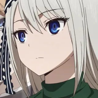 😕 anime, personage, vrouw, wit haar, blauwe ogen whatsapp sticker