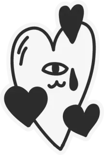 ❤️ hart, oog, cartoon, kawaii, liefde, verdrietig telegram sticker