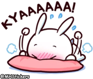 😭 KYAAAAAA! Hase, süß, kawaii, Schock, Ausruf, Kissen telegram sticker