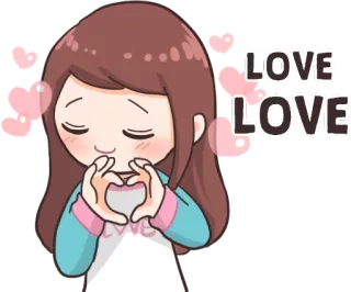 ❤️ LOVE LOVE amor, coração, fofo, menina, desenho animado, romance, carinho telegram sticker