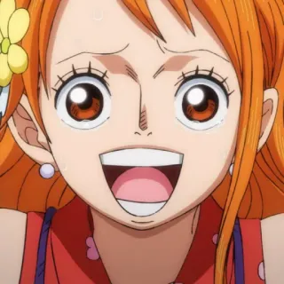 😄 Nami One Piece 动漫, 漫画, 角色, 微笑, 开心 telegram sticker