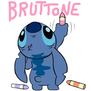 💀 Stitch BRUTTINE cartoon, character, stitch, disney, crayon, alien telegram sticker