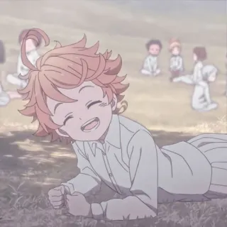 ⛓ Emma The Promised Neverland Anime, The Promised Neverland, Emma, Sonrisa, Feliz, Niños telegram sticker
