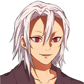 💎 Anime, Personaggio, Ritratto, Capelli bianchi, Occhi rossi, Sorridendo telegram sticker
