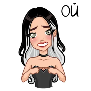 😅 Ой dibujo animado, mujer, expresión, emoticono whatsapp sticker