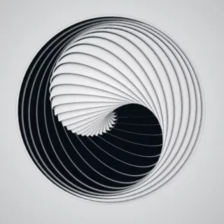 ☯ spiral, geometric, black and white, abstract, optical illusion, shape, design telegram sticker