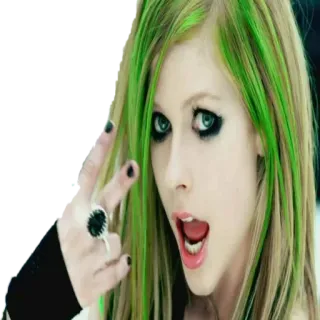 ✌️ Avril Lavigne Cantante, Músico, Pop Punk, Mujer, Pelo Verde, Avril Lavigne telegram sticker