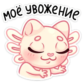👌 моё уважение kot, szacunek, szacunek, aksolotl, słodki whatsapp sticker
